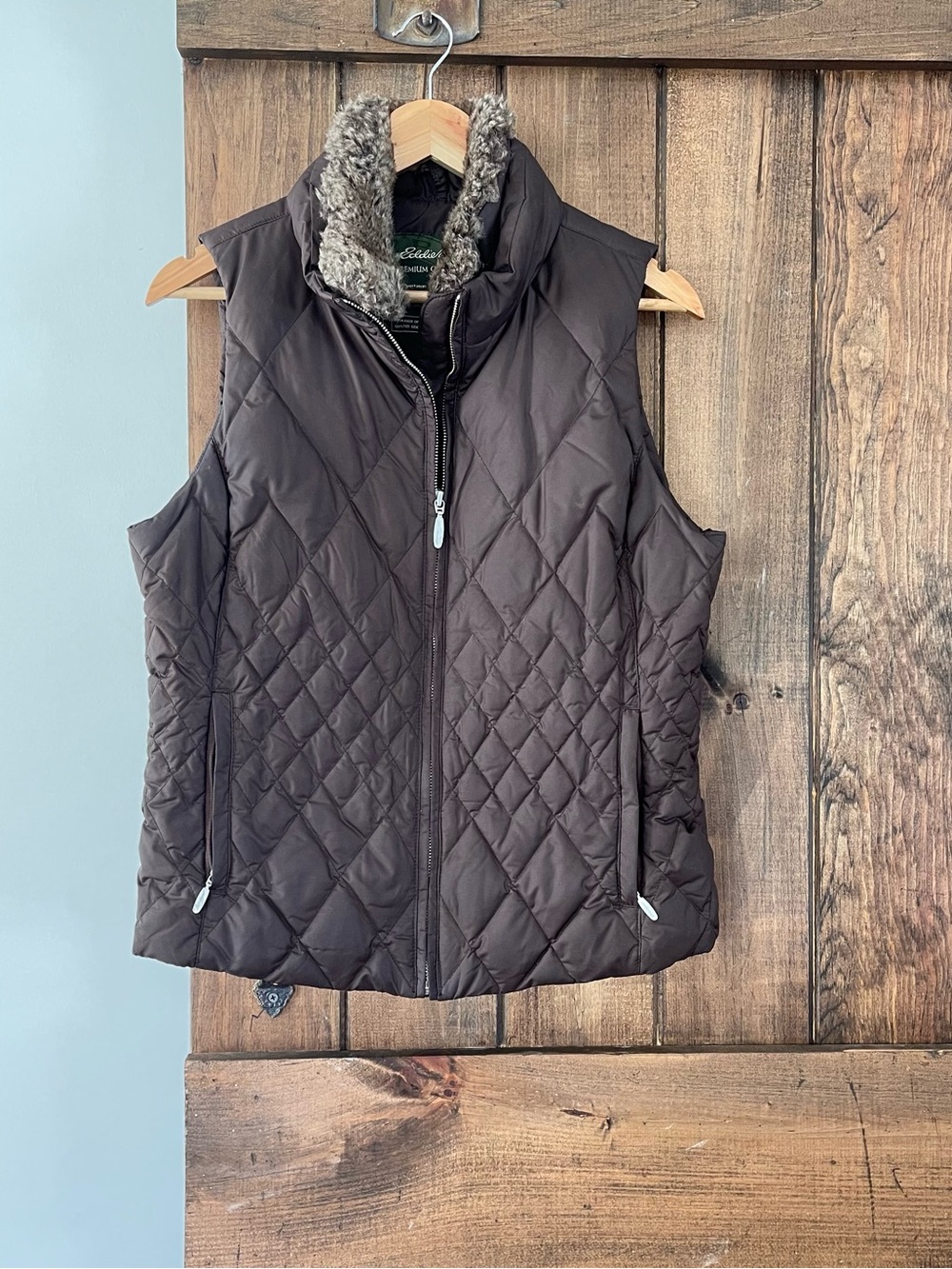 Eddie Bauer Brown Diamond Quilted Goose Down Puffer Vest Cabin Gorpcore Medium